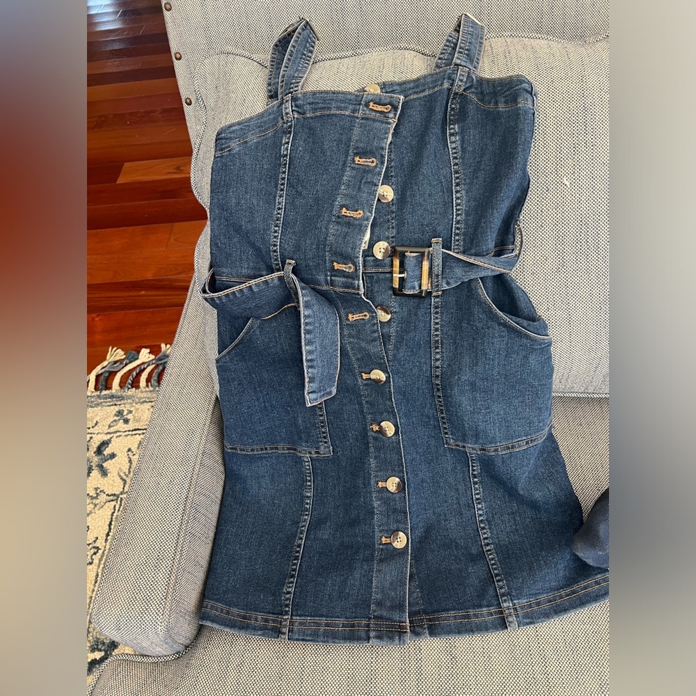 Lovely blue denim mini dress. Never worn. No tags